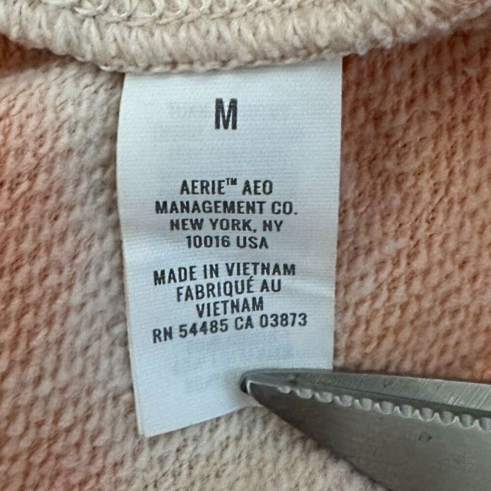Aerie Tie Dye Graphic Sweatshirt Medium Please Just Trust Me Crewneck Peach - Picture 13 of 16